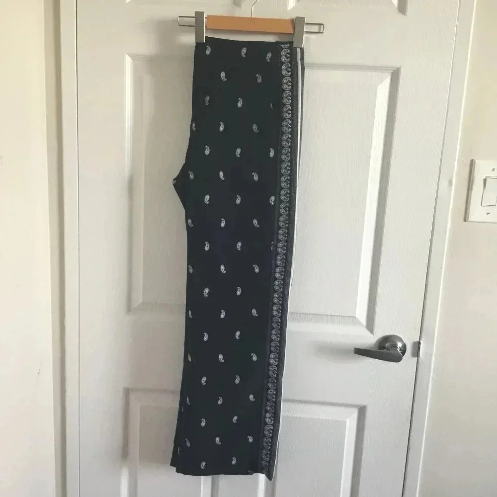 TOMMY HILFIGER blue bandana design wide leg casual pant SZ 10